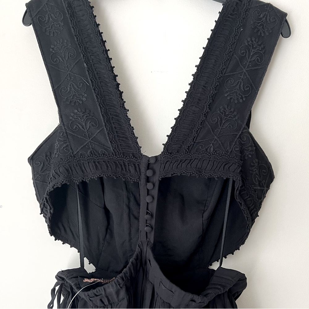 Free People Honeysuckle Rose Cut-Out Mini Dress Black Womems Size 6 ❤️NWT - Picture 6 of 8